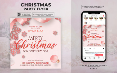 Merry Christmas and Happy New Year Template PSD