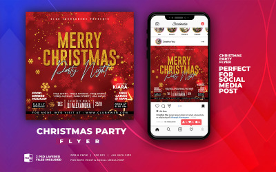 Red Merry Christmas Party Night Flyer