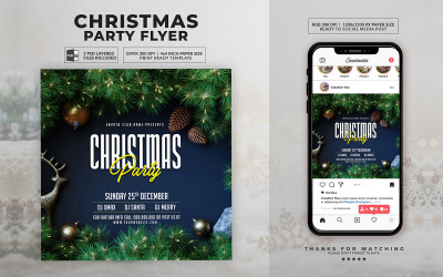 Folleto de fiesta de Navidad verde