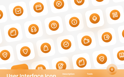 Conjunto de ícones da interface do usuário estilo de contorno circular gradiente 3