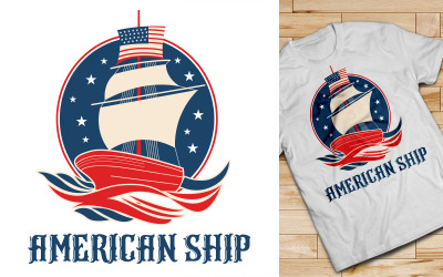 Design de camiseta para navio americano