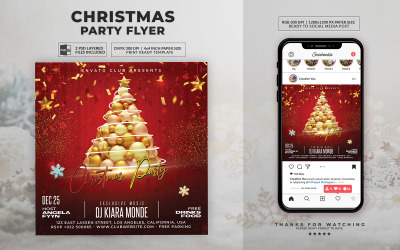 Folleto rojo de fiesta de Navidad PSDTemplate