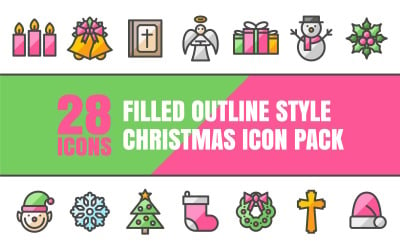 Outliz – Víceúčelový balíček ikon Veselé Vánoce ve stylu plného obrysu