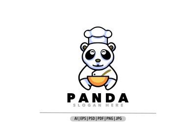 Panda chef mascot cartoon logo design template