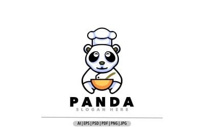 Panda şef maskot karikatür logo tasarım şablonu