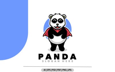 Panda superheld mascotte cartoon logo ontwerp