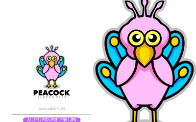 Peacock mascot cartoon design illustration for sport