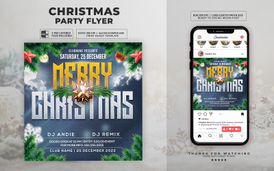 Wesołych Świąt szablon ulotki Snow Party