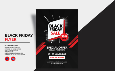 Black Friday Promotional Flyer. Psd and Word Template