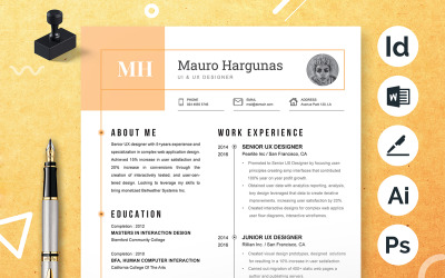 Curriculum professionale per progettista UI/UX/interfaccia utente/progettista dell&amp;#39;esperienza utente