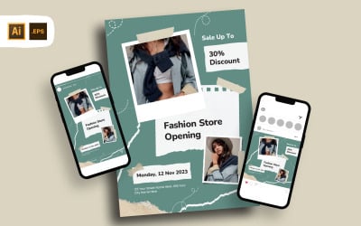 Scrapbook Fashion Store Opening Flyer Template