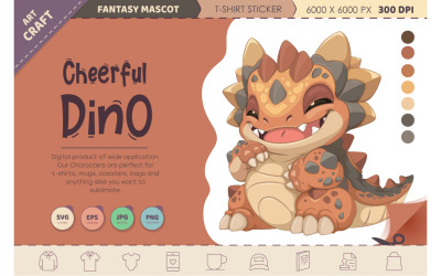 Dino allegro del fumetto. Maglietta, PNG, SVG.