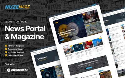 NUZEMagz - Kit de modèles Elementor Pro pour portail d&amp;#39;actualités et magazines