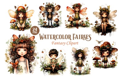Fées aquarelles. Clipart PNG fantastique.