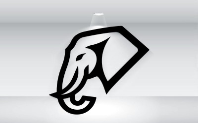 Fil Kafası Logosu Anahat Vektör İllüzyon Şablonu