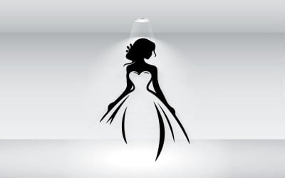 Gelin Elbisesi Logo Vektör Çizim Şablonu