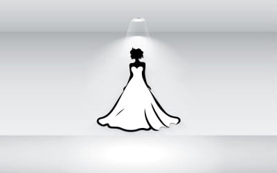 Ilustração vetorial do logotipo do vestido de noiva