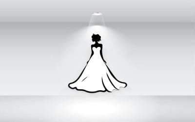 Ilustración de vector de logotipo de vestido de novia
