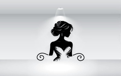 Ilustración de vector de plantilla de logotipo de vestido de novia