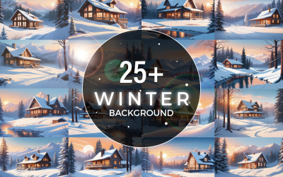 Schöne Hintergrundillustrationspakete für die Winterumgebung.