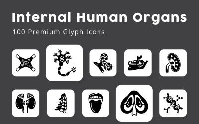 Innere menschliche Organe 100 Premium-Glyphensymbole