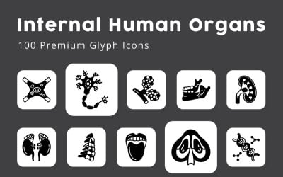 Órganos humanos internos 100 iconos de glifos premium
