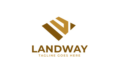 Design de logotipo de terreno com letra LW