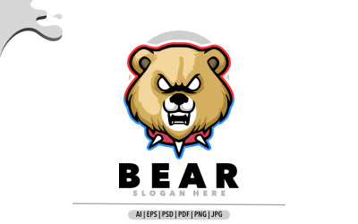 Bär, stier, wütender kopf, maskottchen, logo, karikatur, logo, design, abbildung