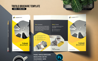 Brochure aziendale a tre ante. Modello Adobe Photoshop