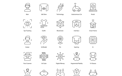 Conjunto de iconos de paquete de iconos de metaverso