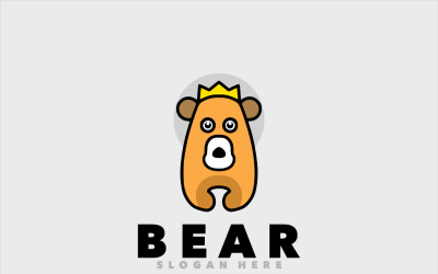 Création de logo de dessin animé de mascotte simple de roi ours