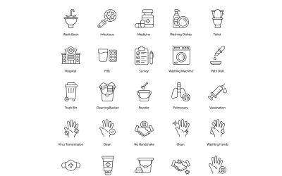 Hygiene-Reinigungssymbol-Set