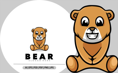 Logo de conception de logo de dessin animé de mascotte d&amp;#39;ours panda mignon