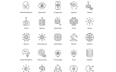 Набор иконок искусственного интеллекта Пакет AI Icons Pack