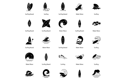 Paquete de iconos de glifos de surf Conjunto de iconos de surf