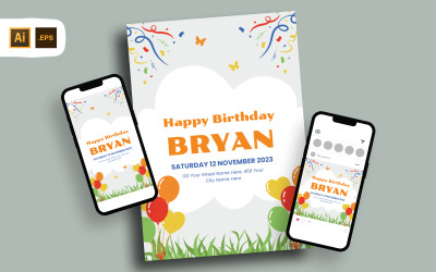Playful Garden Birthday Party Invitation Flyer Template