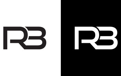 Lettre RB, BR, R3 Logo Template Vector Design avec fond noir et blanc
