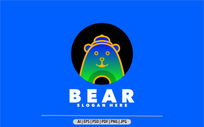 Szablon logo gradientu linii niedźwiedzia Szablon projektu logo