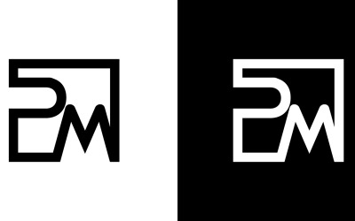 Buchstabe pm, mp abstraktes Firmen- oder Markenlogo-Design
