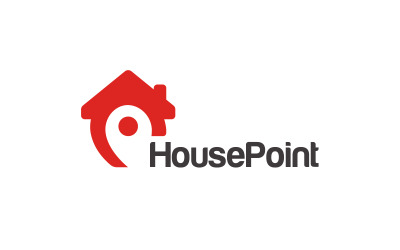 Hus punkt pin ikon logotyp formgivningsmall