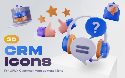 Customy - zestaw ikon 3D zarządzania relacjami z klientami