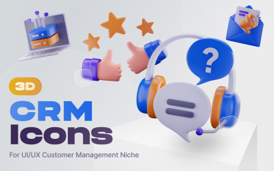 Customy - управління взаємовідносинами з клієнтами 3D набір іконок