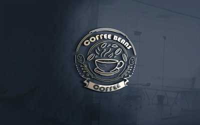 Kahve Çekirdekleri Kupası Logo Vektör Dosya Şablonu
