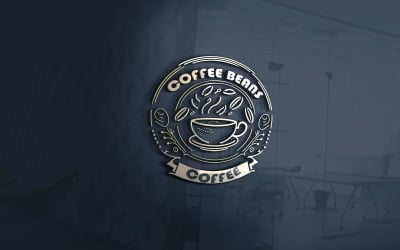 Modèle de fichier vectoriel de logo de tasse de grains de café