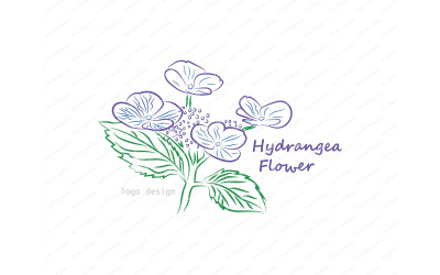 Modello di disegno del logo del fiore di ortensia