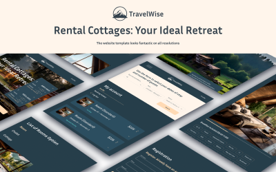 TravelWise - Een huisje huren Complexe minimalistische website-UI-sjabloon