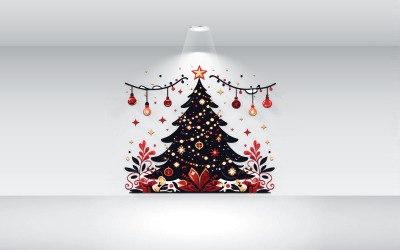Christmas Tree With Lights Vector Illustration