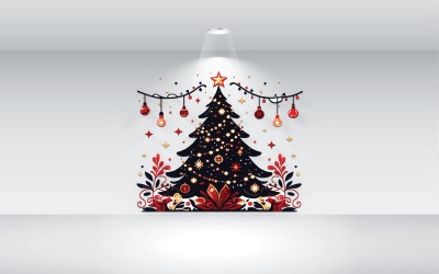 Kerstboom Met Lichten Vectorillustratie