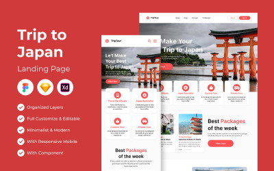 Landingpage „Reise nach Japan“.