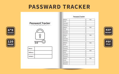 Layout do diário do rastreador de senha e design de interiores